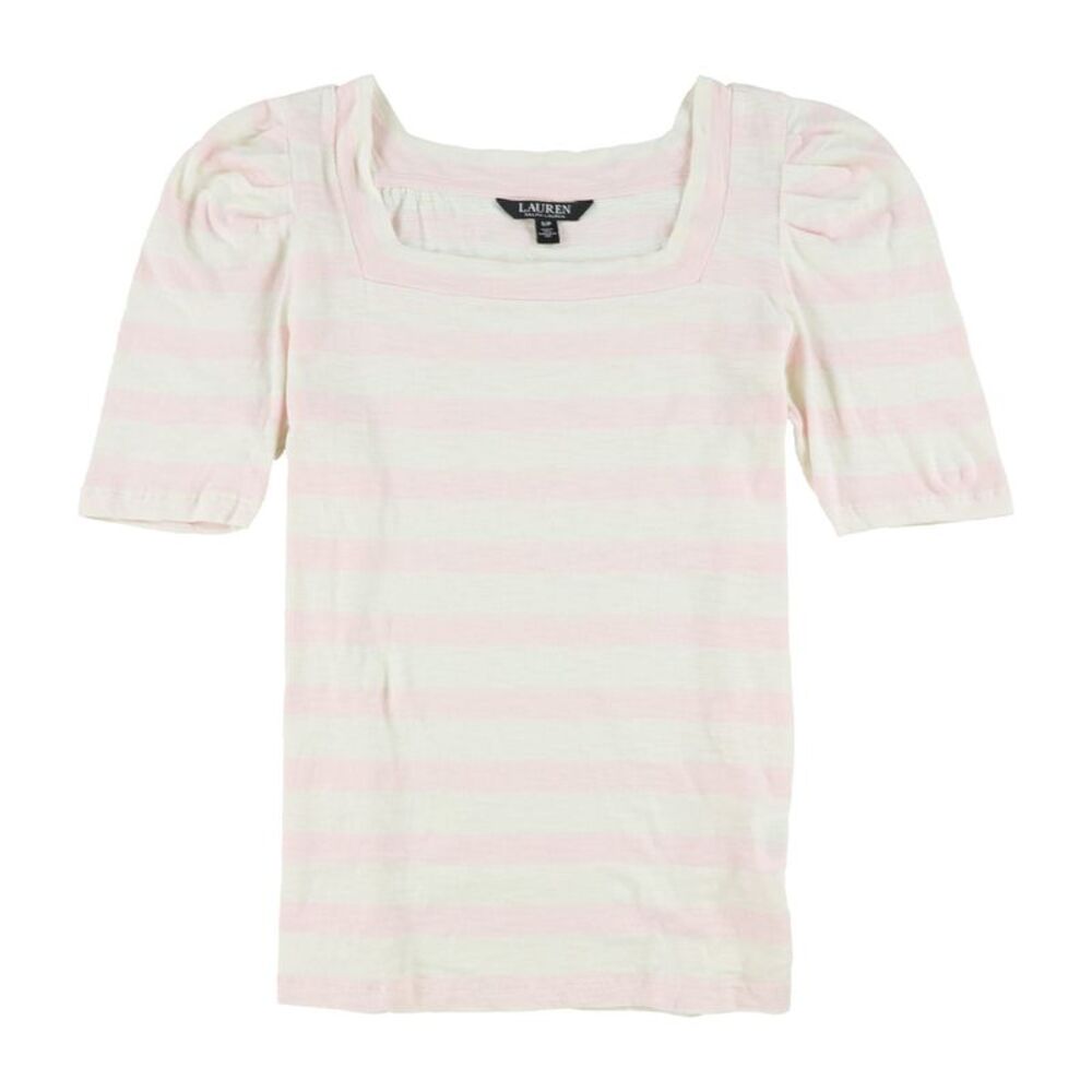 Ralph Lauren Womens Striped Basic T-Shirt, Beige, S, DM
